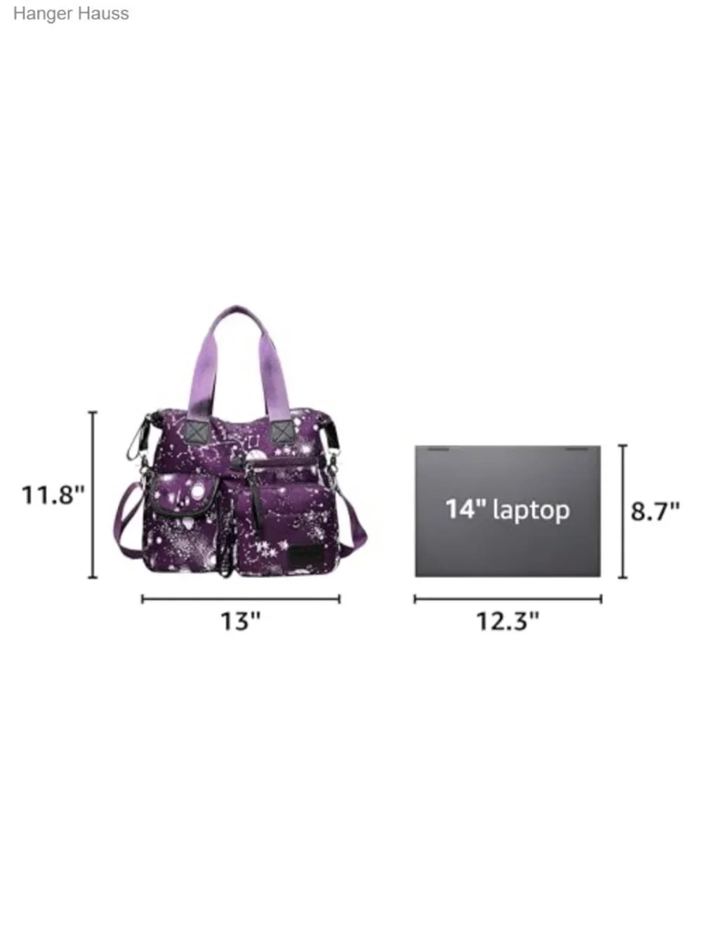 Nylon Tote Bag with Pockets, Shoulder Crossbody Satchel for Work